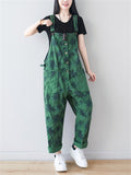 Coconut Tree Printed Button Jumpsuits