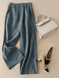 Women's Fashion Cozy High Waist Straight Leg Casual Linen Pants