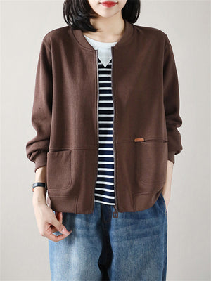 Women's Korean Style Zip Up Baseball Jackets