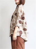 Lapel Loose Dots Printed Long Sleeve Shirts