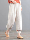 Casual Solid Color Embroidered Harem Pants