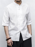 Loose Solid Color Linen Shirts