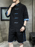 Chinese Style Cotton Solid Color Men's Outfits