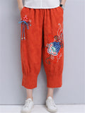 Embroidered Linen Harem Pants