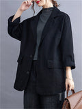 Simple Design Casual Loose Comfort Cotton Blazers For Women