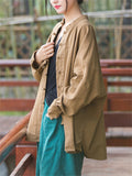 Comfy Cotton Linen Buckles Jackets Coat