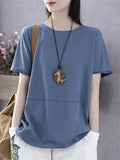 Comfort Round Neck Solid Color T-Shirts for Petite Woman