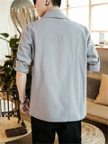 Long Sleeve Relaxed Linen Men's Jackets
