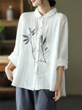 Women's Comfy Cotton Linen All Match Button Up Shirts