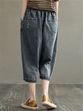 Retro Ripped Cropped Pants Loose Jeans