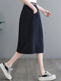 Solid Slit Korean Style Skirt For Female