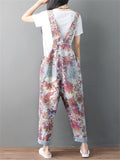 Floral Printed Ripped Denim Jumpsuits