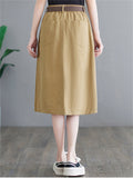 Solid Slit Korean Style Skirt For Female