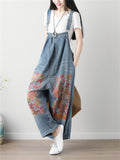 Fashion Loose Printed Denim Jumpsuits