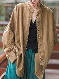 Comfy Cotton Linen Buckles Jackets Coat