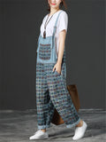 Loose Adjustable Printed Jumpsuits With Pocket