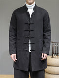 Men's Graceful Retro Solid Color Cotton Midi Pattern Coats