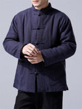 Winter Linen Cotton New Chinese Style Coats For Men