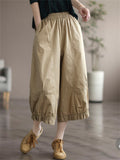 Female Summer Cotton Linen Retro Cropped Pants