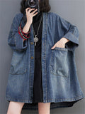 Fashion Oversized Blue Denim Jacket For Women