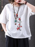 Round Neck Embroidered Short Sleeve T-Shirts