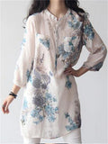 Women's Stylish Mid-length Floral Linen Shirts