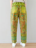 Printed Drawstring Straight Leg Pants With Pockets