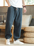 Casual Drawstring Ankle Banded Denim Pants