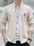 Men's Stylish Asian Inspired Slim Fit Button Up Cotton Shirts