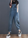 Vintage Female Loose Sleeveless Denim Jumpsuits In Stock