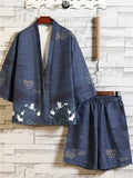 Men's Chinese Style Printed 3/4 Sleeve 2-Pieces Kimono Sets