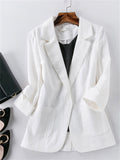 Cissot All-match One Button Comfy Linen Blazers for Women