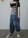 Street Classy Women's Floral Jeans Korean Style Overalls Jumpsuits