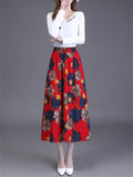 Cotton Linen High Waist Flower Bud Skirt