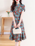 Women's Trendy Printed Cheongsam Fishtail Dress