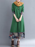 Round Neck Patchwork Long Sleeve Dresses