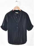 Vintage V-Neck Half Sleeve Comfy Linen Shirt for Men