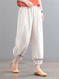 Women's Elastic Waist Comfy Cotton Linen Pants