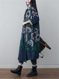 Women's Vintage Floral Printed Casual Loose Long Jacket