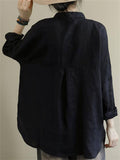 Ladies Vogue Spring Autumn Linen Oversized Chic Shirts