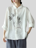 Women's Comfy Cotton Linen All Match Button Up Shirts