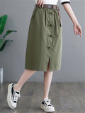 Solid Slit Korean Style Skirt For Female