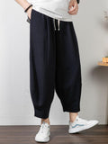 Summer Plus Size Loose Wide-Leg Cropped Linen Trousers