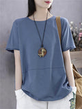 Comfort Round Neck Solid Color T-Shirts for Petite Woman