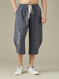 Men's Plus Size Breathable Linen Cropped Trousers