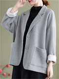 Women's Classical Notched Collar Cotton Blazers