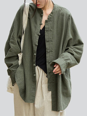 Comfy Cotton Linen Buckles Jackets Coat