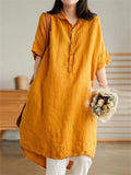 Women's Short Sleeve Casual Cotton Linen Holiday Dresses