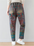 Printed Drawstring Straight Leg Pants With Pockets