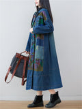 Patchwork Design Buttons-Up Long Jacket